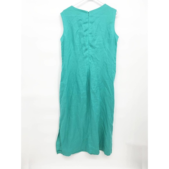 Vinci Clothiers Turquoise 100% Linen Midi Dress Size 20 - Picture 3 of 6